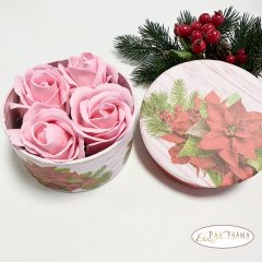 Szappanrózsa 4 db-os, karácsonyi dobozban- rózsaszín