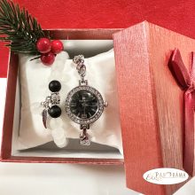 Női ékszeróra ásvány karkötővel szettben