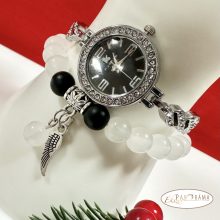 Női ékszeróra ásvány karkötővel szettben