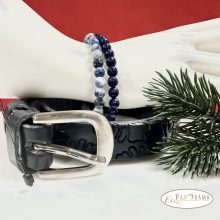 Ajándékcsomag valódi bőr női öv ásvány karkötővel