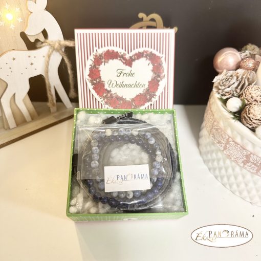 Ajándékcsomag valódi bőr női öv ásvány karkötővel