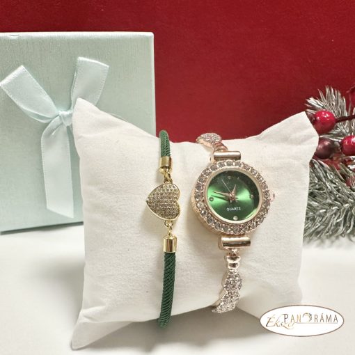 Női ékszeróra órakísérő karkötővel szettben