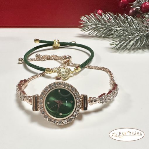 Női ékszeróra órakísérő karkötővel szettben