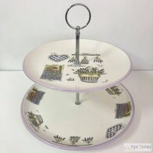 Levendulás kerámia emeletes kínáló tálca