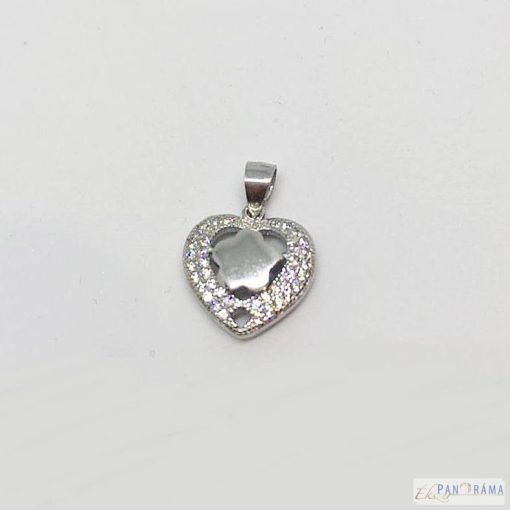 Ródiumozott  medál  - virágos szív