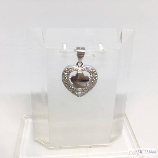 Ródiumozott  medál  - virágos szív