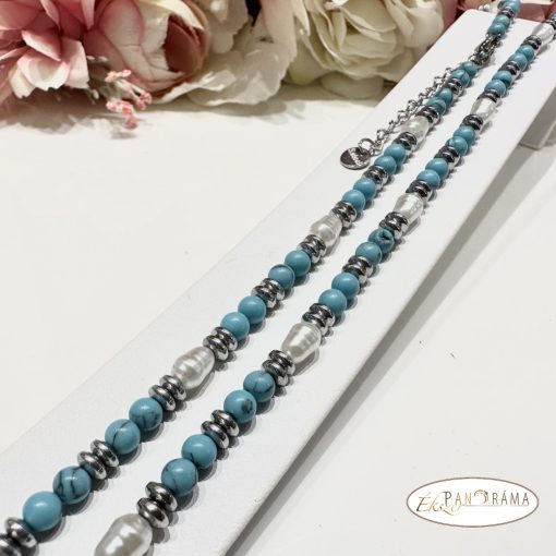 ÁSVÁNYKŐ NYAKLÁNC  - Türkiz