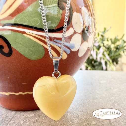 ÁSVÁNYKŐ szív medálos NYAKLÁNC  - Mézkalcit