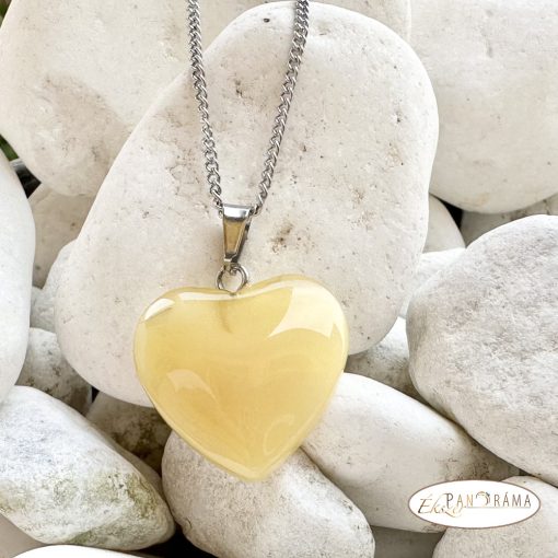 ÁSVÁNYKŐ szív medálos NYAKLÁNC  - Mézkalcit