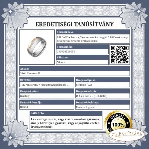 BALCANO- Aurora nemesacél karikagyűrű cirkóna drágakövekkel
