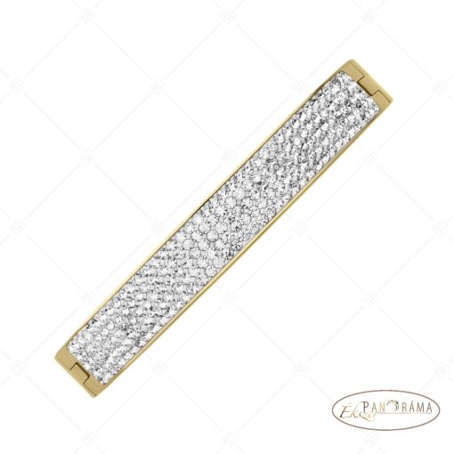 BALCANO - Elisabeth / Nemesacél kristályokkal kirakott karperec, 18K arany bevonattal