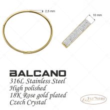 BALCANO - Elisabeth / Nemesacél kristályokkal kirakott karperec, 18K arany bevonattal