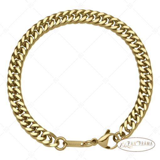 BALCANO - Double Curb / Nemesacél dupla pancer karkötő18K arany bevonattal - 6 mm