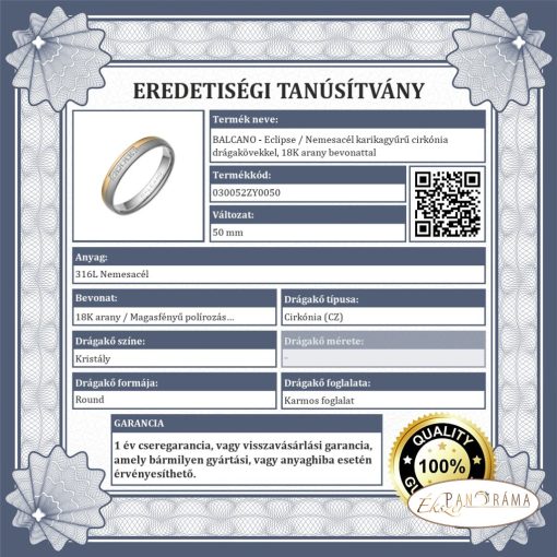 BALCANO- Aurora nemesacél karikagyűrű cirkóna drágakövekkel