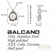BALCANO - Marina / Nemesacél nyaklánc kagylóhéj alakú kagylógyöngy medállal
