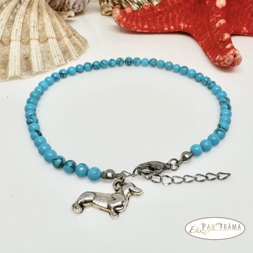 Bokalánc, karlánc ásványkő, medállal- Türkiz Tacsi 