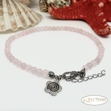 Bokalánc, karlánc ásványkő, medállal - Rózsakvarc