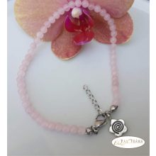 Bokalánc, karlánc ásványkő, medállal - Rózsakvarc