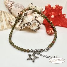 Bokalánc, karlánc ásványkő, medállal - Unakit Kaktusz