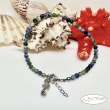 Bokalánc, karlánc ásványkő, medállal- Szodalit-mohaachat