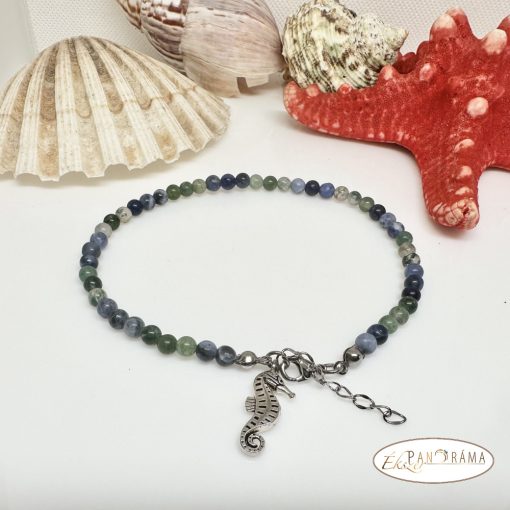 Bokalánc, karlánc ásványkő, medállal- Szodalit-mohaachat