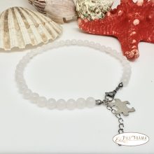 Bokalánc, karlánc ásványkő, medállal- Achat fehér 