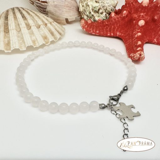 Bokalánc, karlánc ásványkő, medállal- Achat fehér 