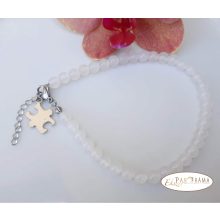 Bokalánc, karlánc ásványkő, medállal- Achat fehér 