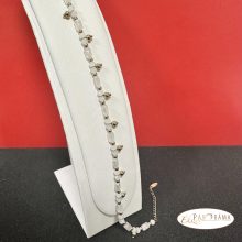 Aranyozott, Nemesacél fehér gyöngyös bokalánc- Diana