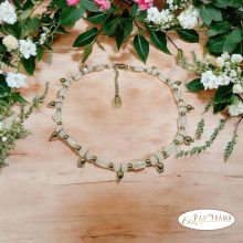 Aranyozott, Nemesacél fehér gyöngyös bokalánc- Diana