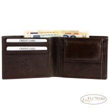  Ajándék készlet, pénztárca, irattartó és kulcstartó, valódi bőrből-Leonardo Verrelli barna