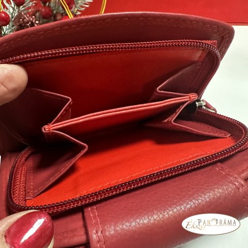  Valódi bőr pénztárca Rfid védelemmel- Női Money Maker Red