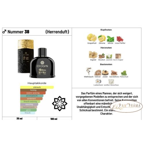 Férfi parfüm 30% eszenciával  - CHOGAN 038 - 70 ml 