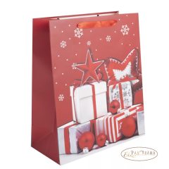 Dísztasak piros karácsonyi  - M 23x10x18 cm