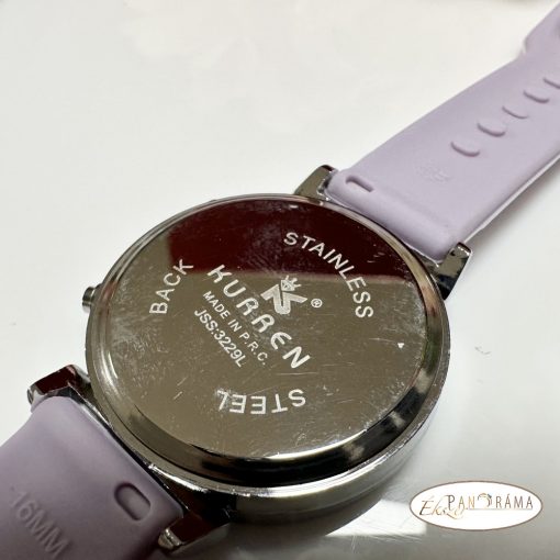 Digitális karóra , női, kör alakú, ezüst színű  kristályos tokkal,  zöld szilikon szíjjal