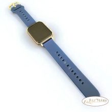 Digitális karóra , női, szögletes, arany színű tokkal, sötétkék színű szilikon szíjjal