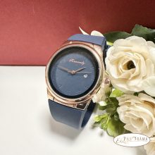 Női karóra kerek arany színű tok, szilikon szíj  -  Kék