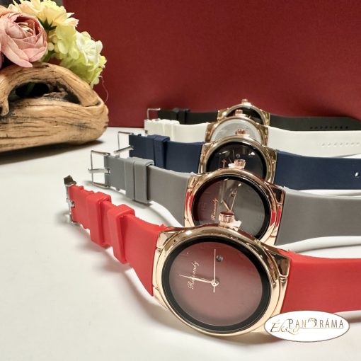 Női karóra kerek arany színű tok, szilikon szíj  -  Kék