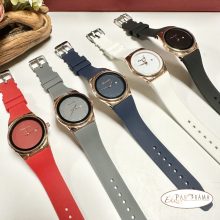 Női karóra kerek arany színű tok, szilikon szíj  -  Kék