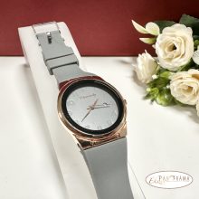 Női karóra kerek arany színű tok, szilikon szíj  -  Szürke