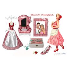 Ékszertartó szófa -  piros kockás