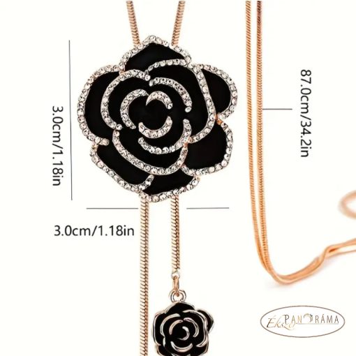 Hosszú fashion nyaklánc kristályokkal - Flower gold