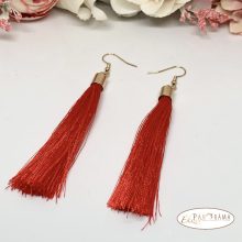 Fashion bojtos akasztós fülbevaló  -  arany piros