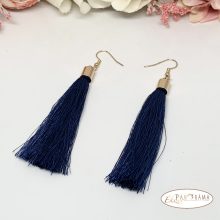 Fashion bojtos akasztós fülbevaló  -  arany sötét kék 