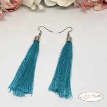 Fashion bojtos akasztós fülbevaló  -  ezüst türkiz
