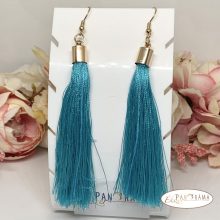 Fashion bojtos akasztós fülbevaló  -  arany türkiz