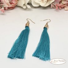Fashion bojtos akasztós fülbevaló  -  arany türkiz