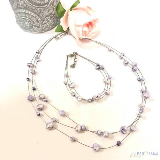 Nabby tenyésztett gyöngy szett - nyaklánc és karkötő