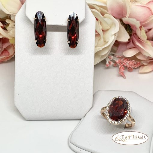  18k Gold Filled kristályos fülbevaló - Ruby