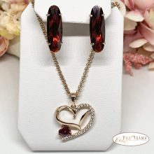  18k Gold Filled kristályos fülbevaló - Ruby